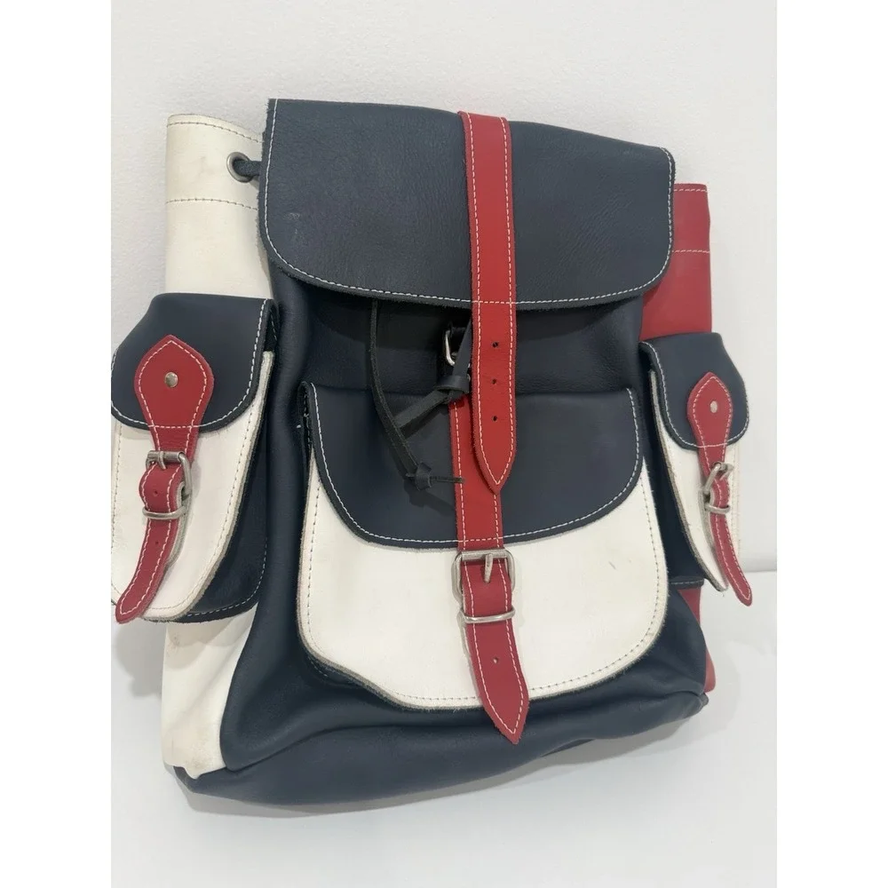 Grafea Leather Large Backpack Patriotic Color Made In England